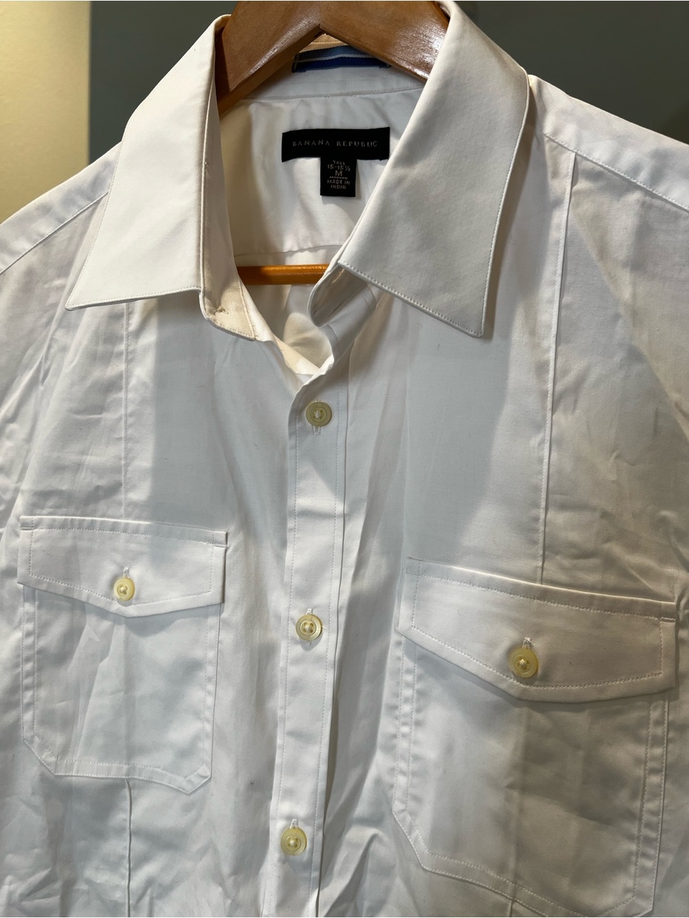 Banana Republic White Short-Sleeve Button-Down Shirt